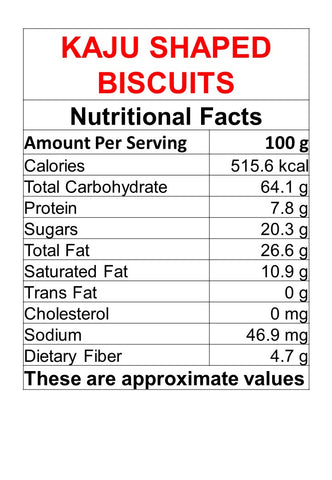 Kaju Shaped Biscuits (Kaju Biscuits / Cashew Nut Biscuits) - 200 gm